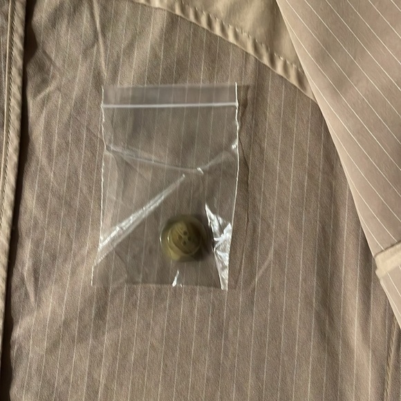 The Hunt Sz L cotton khaki with white subtle pinstripes  unlined blazer - Picture 8 of 8